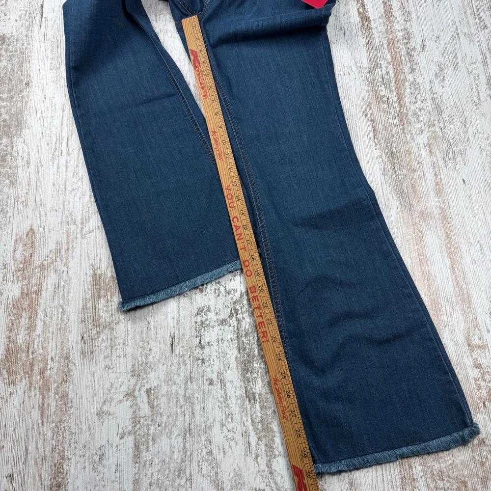 Kimes Ranch Lola Jeans Womens 4/30 Dark Wash Flare Leg Frayed Hem Western Denim
